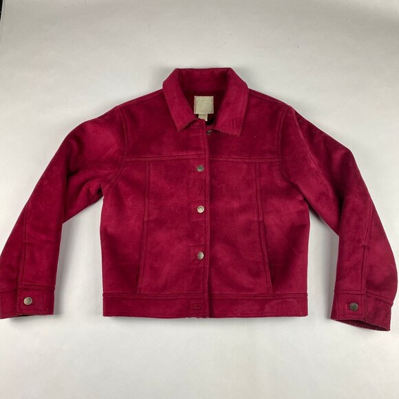 J. Jill Jacket Women's Size Small Faux Suede Burgandy - Picture 2 of 16